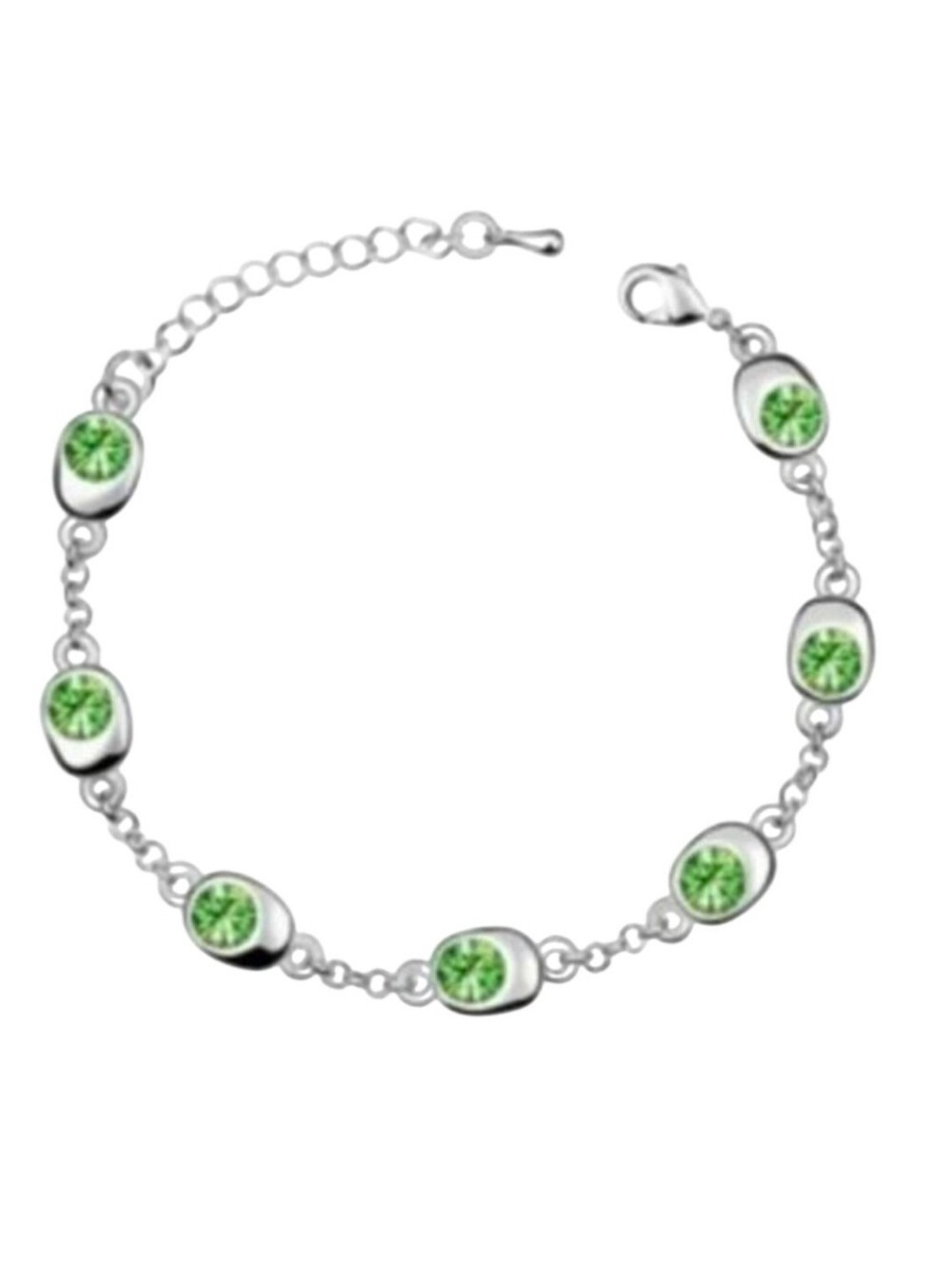 Silver Tone Lime Green Crystal Bracelet